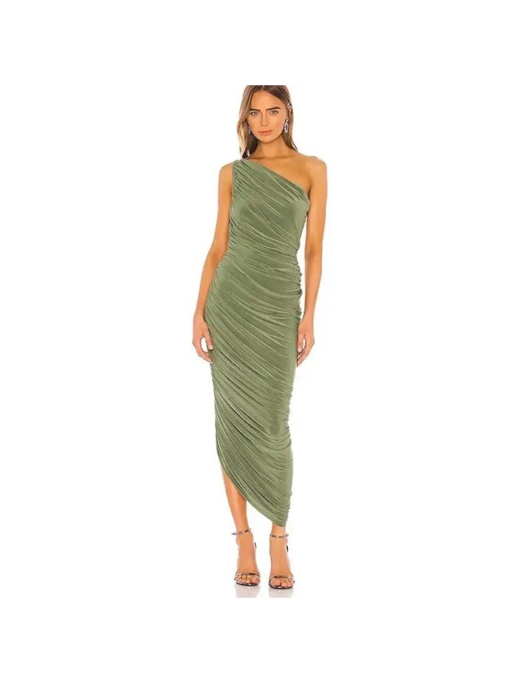 Norma Kamali Diana Gown in Celadon Green